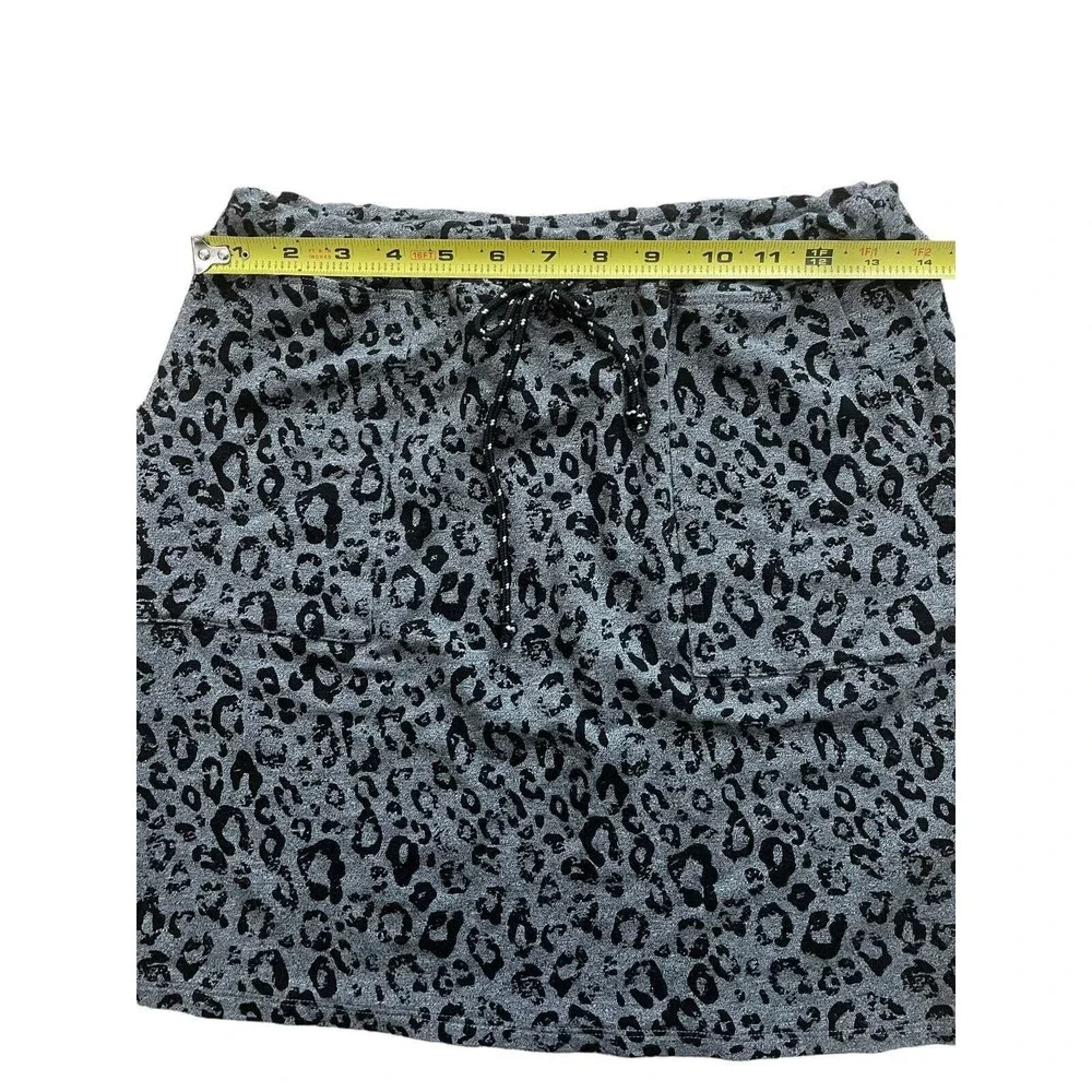 Sundry Cheetah Leopard Animal Print‎ Pattern Mini Saturday Skirt Black Gray 2